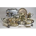 A Collection of Various Silver Plated Items to include Goblets, Trays, Candelabra Etc