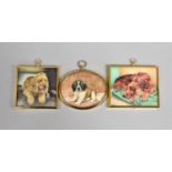 A Collection of Three Brass Framed Miniature Paintings of Dogs, Signed Margaret Anderson and G