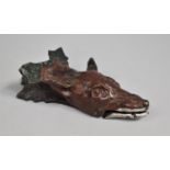 A Cold Painted Bronze Letter Clip in the Form of a Fox Mask, 15cms Long