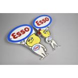 Two Reproduction Cast Metal Wall Hanging Signs for Esso, 27cms High