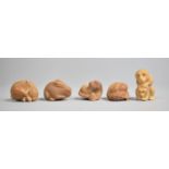 A Collection of Five Carved Nut Chinese Animals