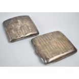 Two Silver Cigarette Cases with Engine Turned Decoration, both with Birmingham Hallmarks,
