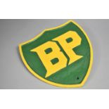 A Reproduction Cast Metal Wall Hanging Shield for BP, 33cms High and 32cms Wide