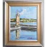 A Modern Framed Souvenir Oil on Board by Vemtorini, Dejenzano Lake Garda, 21x28cms