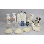 A Collection of Various Ceramics and Glassware, Staffordshire Dogs, Flatbacks, Wedgwood Jasperware