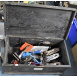 A Vintage Chest Containing Tools, Stanley Planes, Saw Etc