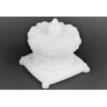 A Coronation Moulded Milk Glass Box in the Form of Crown on Pillow Base, Registration Mark to