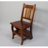 A Modern Reproduction Mahogany Framed Metamorphic Library Step Chair