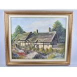 A Mid/Late 20th Century Gilt Framed Oil on Canvas, Anne Hathaway's Cottage, Signed and Dated 1957,