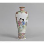 A 20th Century Chinese Meiping Vase Decorated in the Famille Rose Palette with Maidens in Garden