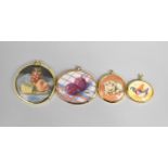 A Collection of Four Brass Framed Miniature Paintings by Sheila Fairman, Cathlene Nilson, Pam Wilmot