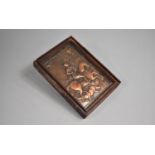 A Framed and Glazed Copper Patinated Russian Icon, George and The Dragon, Paper Label Verso,