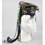 An early 20th Century Chinese Silk Ceremonial Child's Tiger Wind Hat with Embroidered and Applied