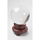 A Fortune Tellers/Clairvoyance's Crystal Ball Set on Modern Circular Plinth, 14cms High