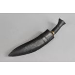 A Vintage Curved Blade Kukri Knife with Leather Scabbard Having One Dagger, 31cms Long
