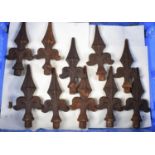 A Set of Ten Cast Iron Finials of Spear Head Form, 15cm high