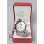A Modern Full Hunter Pocket Watch with Engraved Decoration and Quartz Movement by Rojas