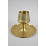An Early 20th Century Brass Cylindrical Match Striker with Tray Base, 12 cms Diameter and 9.5cms
