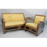 A Scandinavian Art Deco Two Piece Suite, recovered