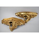 A Pair of Gilt Wall Sconces, Rococo Style, Each 56cms Wide