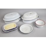 A Collection of Vintage White Enamel Kitchenwares