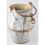 A Vintage Galvanised Iron Well Bucket with Wrought Iron Loop Handles, 43cms High