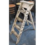 A Vintage White Painted Five Step Step Ladder, with Stencil for 'J W MERVILL & SONS'