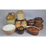 A Collection of Various Glazed Stoneware to Comprise Pots, Bottle, Tureens etc