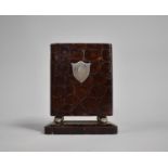 A Sterling Silver Mounted Crocodile Skin Playing Card Box for Two Packs, Probably American, 10cms