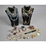 A Collection of Various Bead and Pearl Necklaces, Brooches etc Together with a Fountain Pen