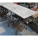 A Vintage Cast Iron Singer Sewing Machine Treadle Base with Marble Top, 107cms by 51x73cms High