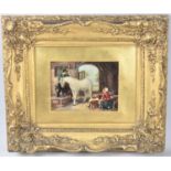 A Gilt Framed Oil on Board, Stable Scene, 16x12cms