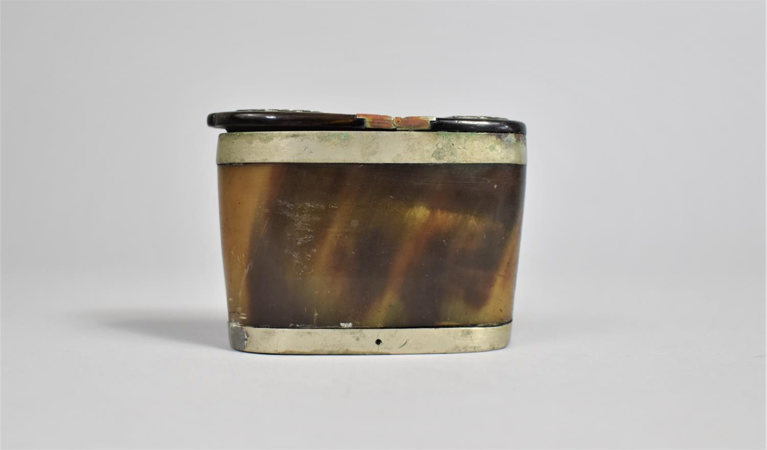 A 19th Century Silver Plate and Horn Snuff Box of Boat Shape, 7.5cms Wide - Image 3 of 9