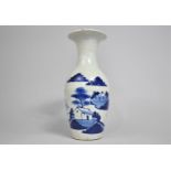 An Oriental Blue and White Vase of Baluster Form with Flared Neck, 23cm high