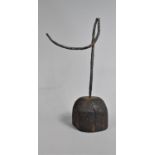 An Early Rush Light Stand, Incomplete, Mounted on Wooden Block, 32cms High