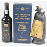 A Commemorative "Don" Decanter Filled with Partners Port to Commemorate Royal Silver Jubilee