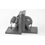 A Pair of Novelty Bookends in the Form of Elephant, 13.5cms High