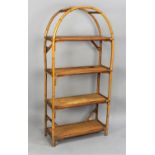 A Bamboo Arch Topped Four Shelf Display Stand, 65cms Wide