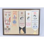 A Framed Collection of Printed and Embroidered Silk Bookmarks with Royal Connection