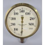 A Vintage Brass Circular Pressure Gauge by Sydney Smith and Sons, The Dial Inscribed GWR, to Measure