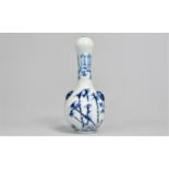 An Oriental Blue and White Bottle Vase with Garlic Head Top Decorated with Bamboo to Body and Having
