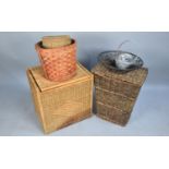 A Collection of Various Wicker Items to Include Linen Boxes, Bins etc