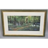 A Framed Marion Bradley Gouache , Bluebell Wood, 70x35cm