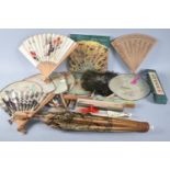 A Collection of Various Vintage Oriental Fans, Hand Screens etc Also the Fan Museum Booklet
