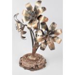 A Novelty Metal Sculpture of Flowers, Made From Various Car Parts, 53cm High