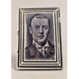 A Craven Dunnill and Co Ltd Jackfield Glazed Tile Paperweight Depicting Joseph Chamberlain, 11x8cms