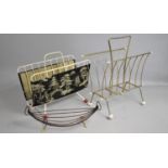 Two Vintage Two Division Magazine racks together with a Similar Oval Wire Fruit Bowl