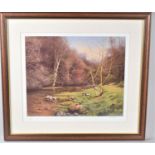 A Framed Frank Wright Signed Limited Edition Print, River Scene, 187/500, 36x30cm