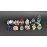 A Collection of Various Coloured Glass Paperweights to Include Mdina Horse Etc