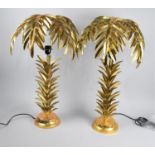 A Pair of Large and Impressive Gilt Metal Palm Tree Table Lamps, 80cm high